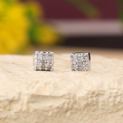 Silberfarbenes 12er-Set funkelnder American Diamond Ohrstecker-Kombination für die Hochzeitskollektion