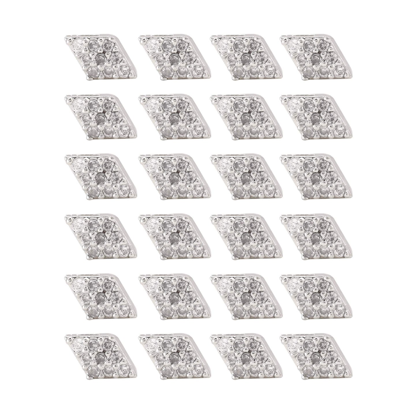 Silberfarbenes, glänzendes 12er Set American Diamond Ohrstecker-Kombination für Partys
