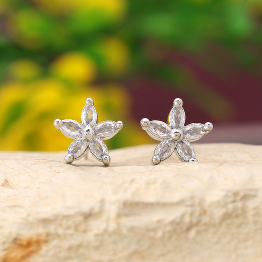 Silberfarbenes 12er Set wunderschöner Designer American Diamond Ohrstecker Kombination als Geschenkset