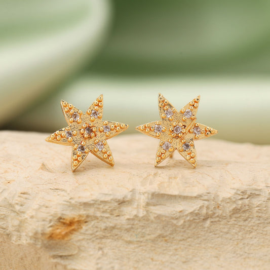 Goldfarbene 12 Paar Designer American Diamond Ohrstecker Kombination für einen traditionellen Look