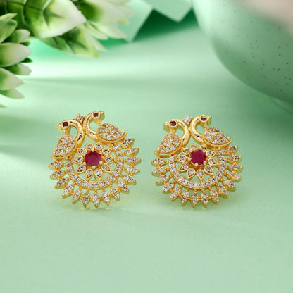 Multi Color 5 In 1 Stone Changeable American Diamond Stud Earrings Combo For Stylish Look