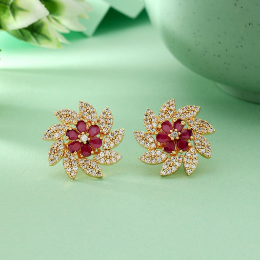 Multi Color 5 In 1 Elegant Changeable American Diamond Stud Earrings Combo For Party Style