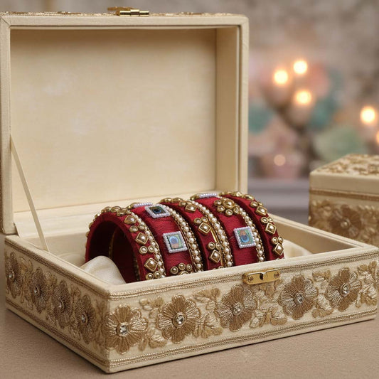 Maroon Color 1 Set Of Thread Bangle Designed For Everyday Ethnic Elegance