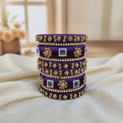 Purple Color 1 Set Of Thread Bangle Featuring Simple Yet Classic Ethnic Design