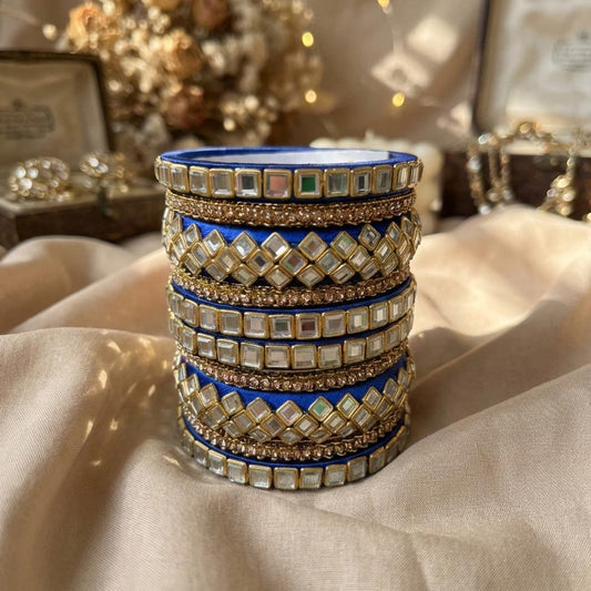 Blue Color 1 Set Of Thread Bangle Featuring Vibrant Tone And Traditional Appeal