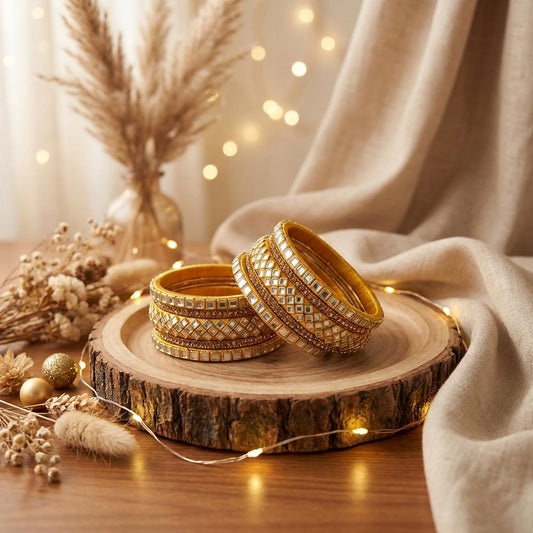 Yellow Color 1 Set Of Thread Bangle Perfect For Haldi Ceremonies And Celebrations