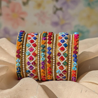 Multi Color 1 Set Of Thread Bangle Featuring Vibrant Combination For Ethnic Wear