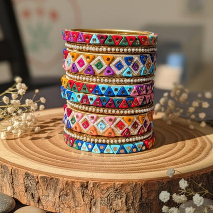 Multi Color 1 Set Of Thread Bangle Crafted For Bright Traditional Styling Needs