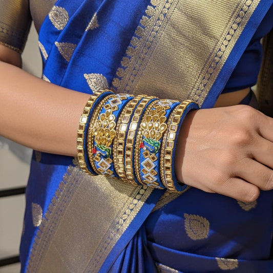 Blue Color 1 Set Of Thread Bangle Showcasing Bold And Elegant Craftsmanship