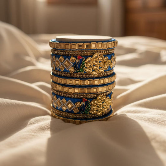 Blue Color 1 Set Of Thread Bangle Showcasing Bold And Elegant Craftsmanship