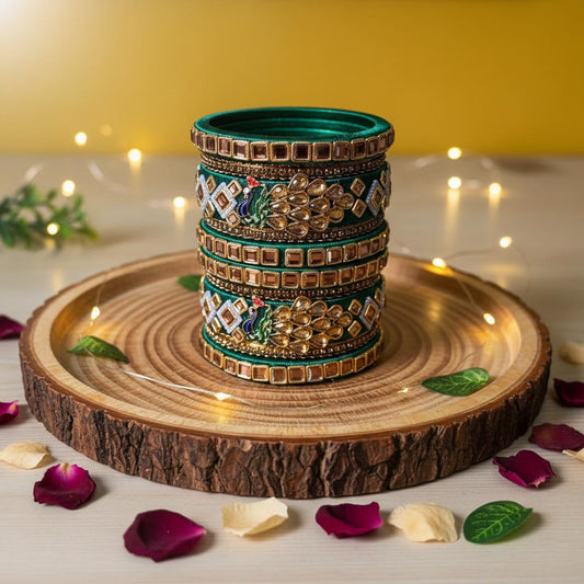 Green Color 1 Set Of Thread Bangle Inspired By Nature Themed Ethnic Fashion