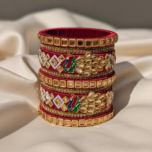 Maroon Color 1 Set Of Thread Bangle Inspired By Rich Indian Festive Traditions