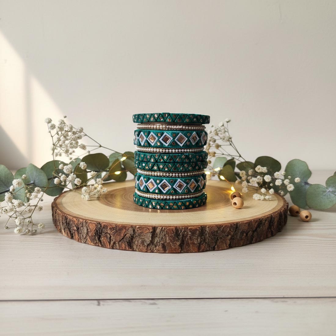Grüne Farbe, 1 Set Fadenarmreifen, inspiriert von ewigwährendem Ethno-Styling