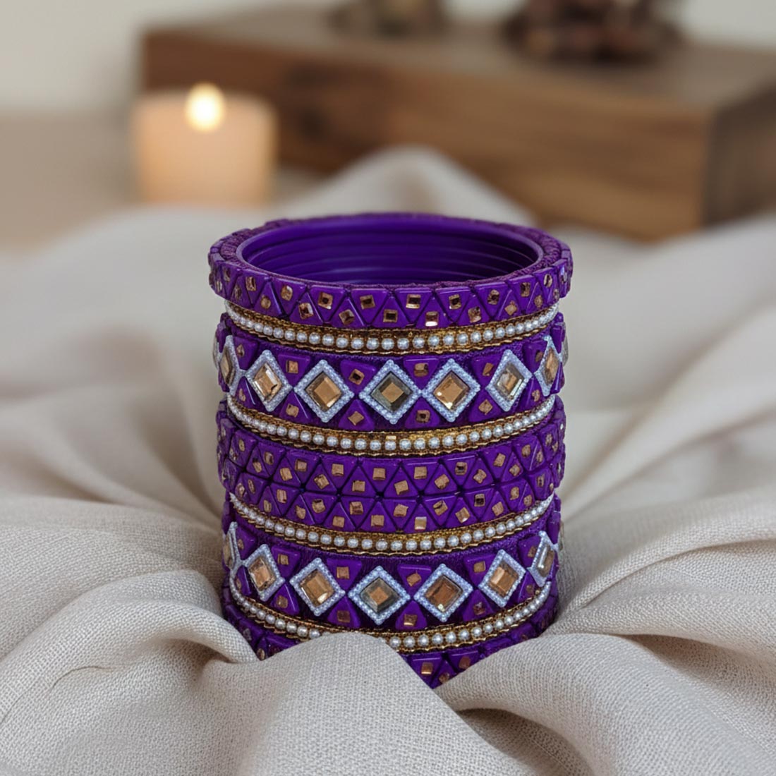 Purple Color 1 Set Of Thread Bangle Inspired By Royal Indian Traditions