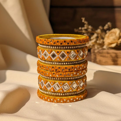 Gelbe Farbe 1 Set Fadenarmreifen, entworfen für lebendige traditionelle Outfits