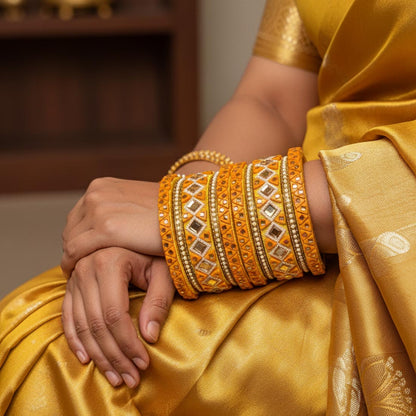 Gelbe Farbe 1 Set Fadenarmreifen, entworfen für lebendige traditionelle Outfits