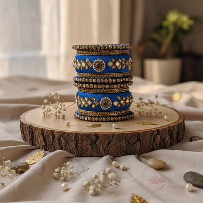 Blue Color 1 Set Of Thread Bangle Designed For Stylish Ethnic Pairing