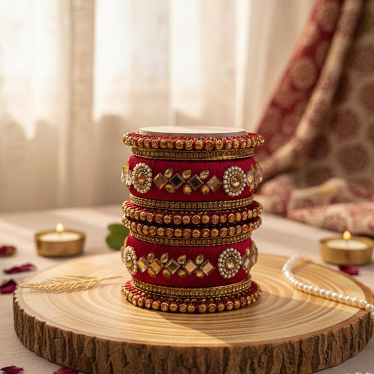 Maroon Color 1 Set Of Thread Bangle Crafted For Royal Ethnic Wardrobe Needs