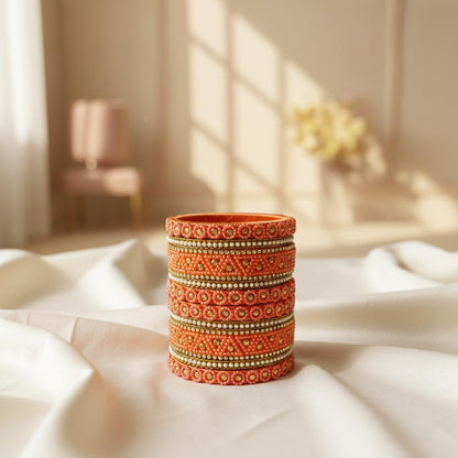 Pfirsichfarbener Faden-Armreif im 1er-Set mit sanftem, elegantem ethnischen Charme