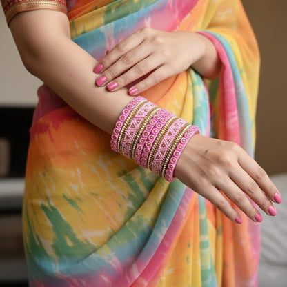Pink Farbe 1 Set von Faden-Armreifen mit schickem, stilvollem Party-Wear-Finish