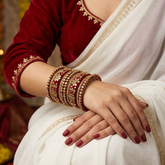 Maroon Color 1 Set Of Bangle Royal Bridal Wear Traditional Jewelry Collection
