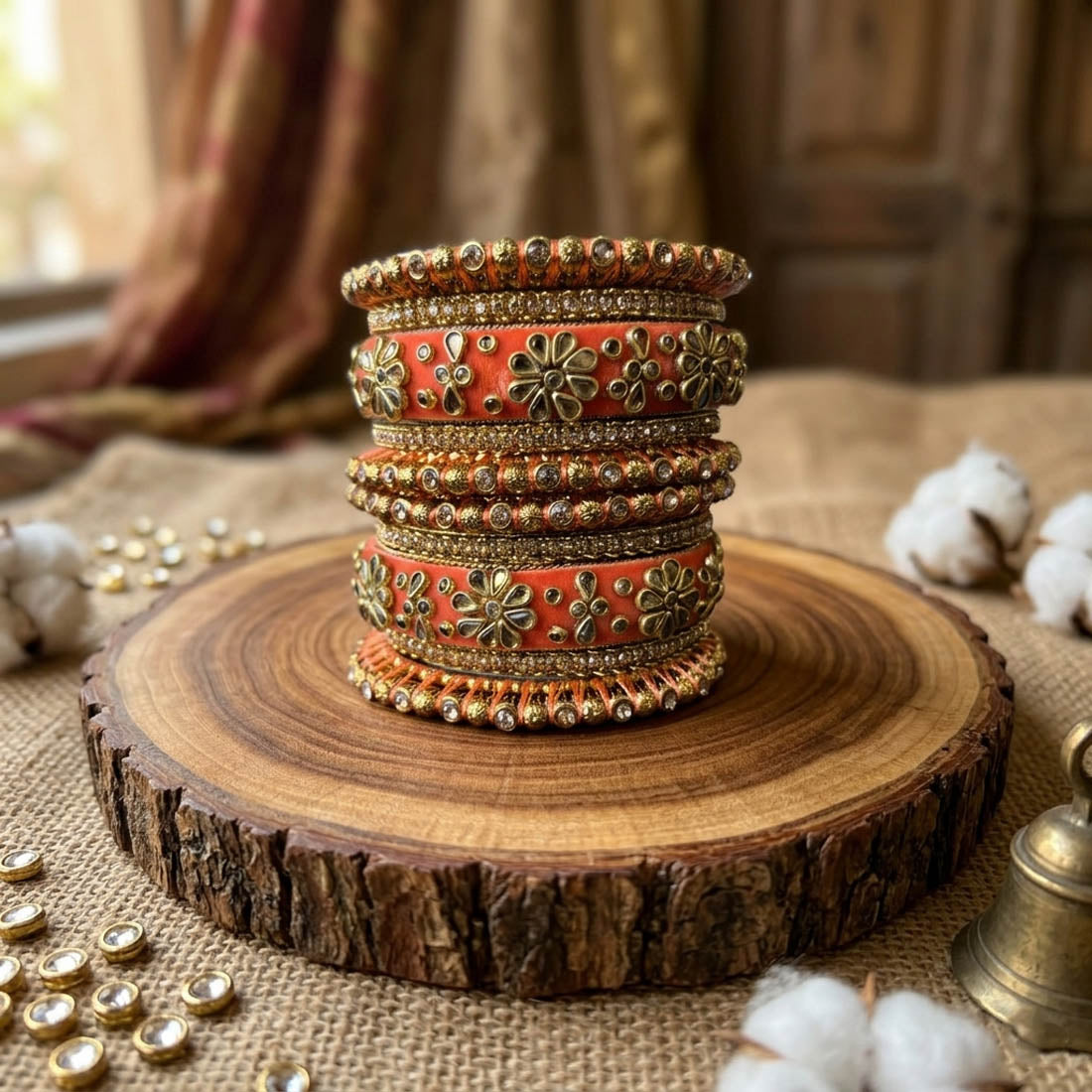 Pfirsichfarbenes Armreif-Set Elegant Traditionell Täglicher Gebrauch Stilvolle Schmuckkollektion