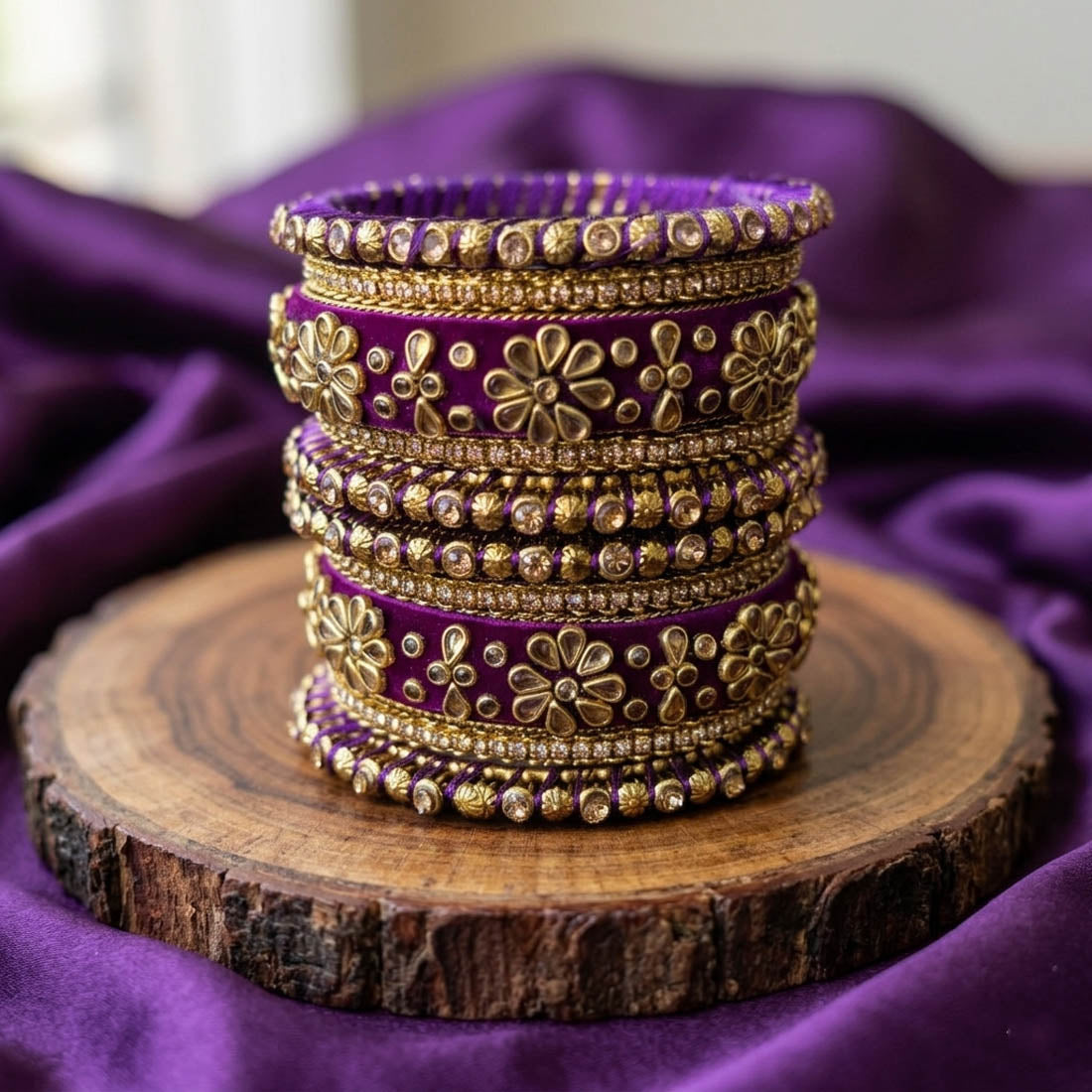 Lila Farbe 1 Set Armreifen Royal Elegante Party-Schmuckkollektion