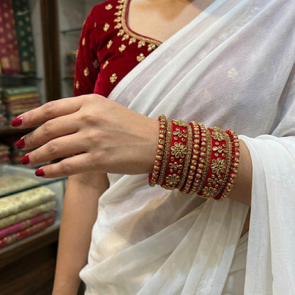 Rote Farbe 1 Set Armreifen Traditioneller Brautschmuck Klassische ethnische Schmuckkollektion