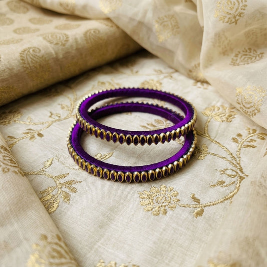 Purple Color Thread Bangle Set with Elegant Traditional Handmade Designer Jewelry Style