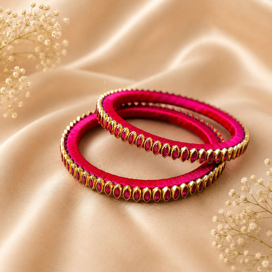 Rani Color Thread Bangle Set with Royal Ethnic Designer Jewelry Finish