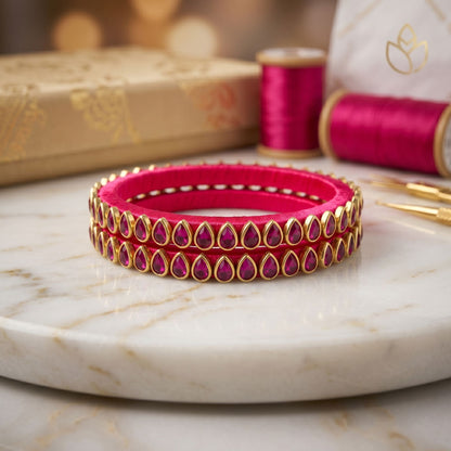 Rani Color Thread Bangle Set with Elegant Bridal Traditional Jewelry Appeal