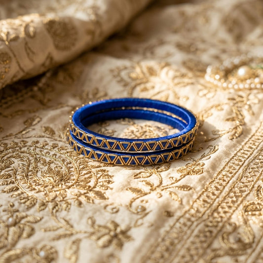 Blue Color Thread Bangle Set with Premium Stylish Handmade Jewelry Design