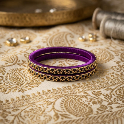 Purple Color Thread Bangle Set with Beautiful Designer Ethnic Craftsmanship