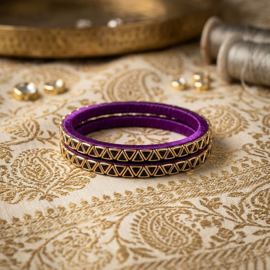 Purple Color Thread Bangle Set with Beautiful Designer Ethnic Craftsmanship