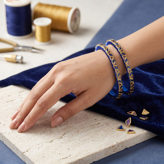 Blue Color Thread Bangle Set with Stylish Ethnic Occasion Wear Design