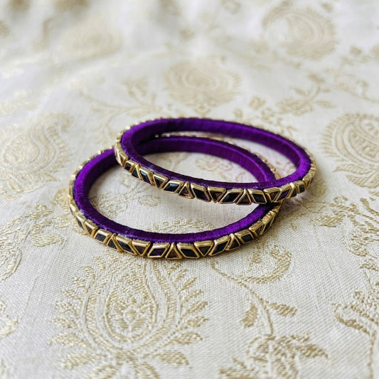 Purple Color Thread Bangle Set with Elegant Party Wear Jewelry Style