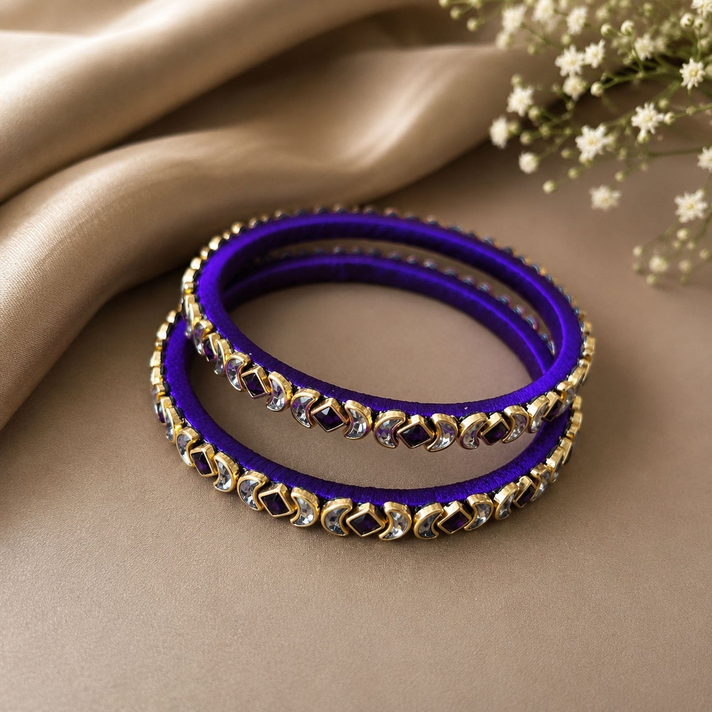 Purple Color Thread Bangle Set with Attractive Traditional Handmade Style