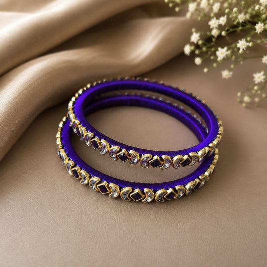 Purple Color Thread Bangle Set with Attractive Traditional Handmade Style