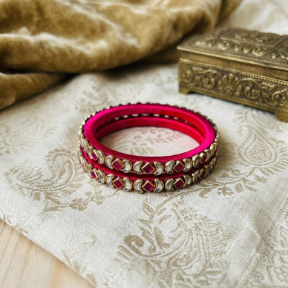 Rani Color Thread Bangle Set with Royal Wedding Wear Jewelry Style