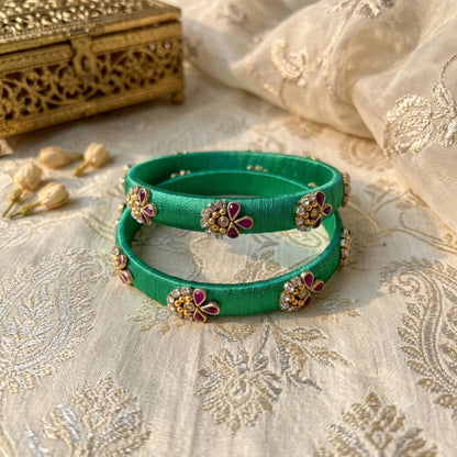 Green Color Thread Bangle Set with Beautiful Traditional Designer Look