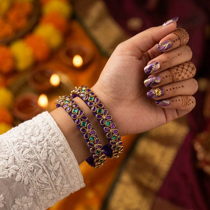 Purple Color Set Of 1 Thread Bangles Featuring Beautiful Festive Ethnic Jewelry Appeal