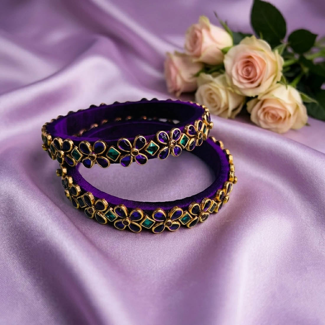 Purple Color Set Of 1 Thread Bangles Featuring Beautiful Festive Ethnic Jewelry Appeal
