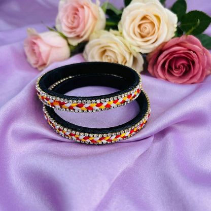 Black Color Set Of 1 Thread Bangles Featuring Premium Handmade Traditional Jewelry Style