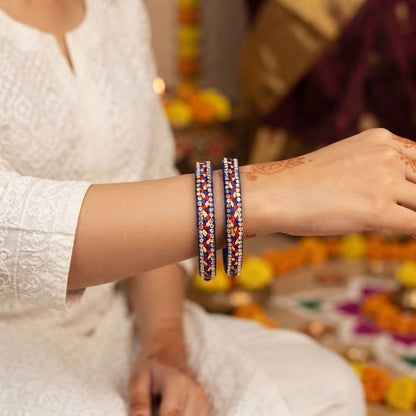 Blue Color Set Of 1 Thread Bangles Crafted for Elegant Everyday Ethnic Wear