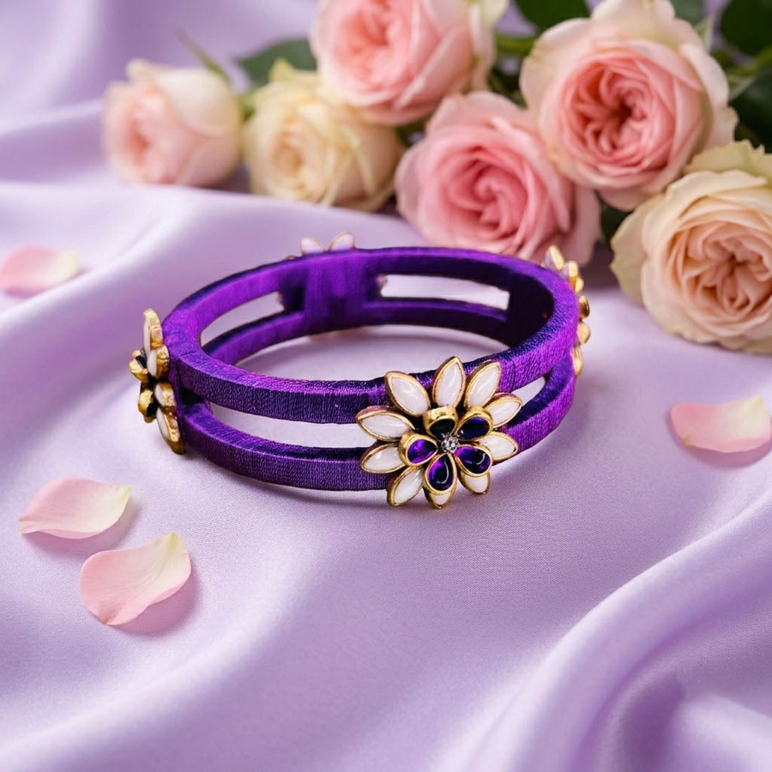 Purple Color Set Of 1 Thread Bangles Crafted with Elegant Traditional Jewelry Finish