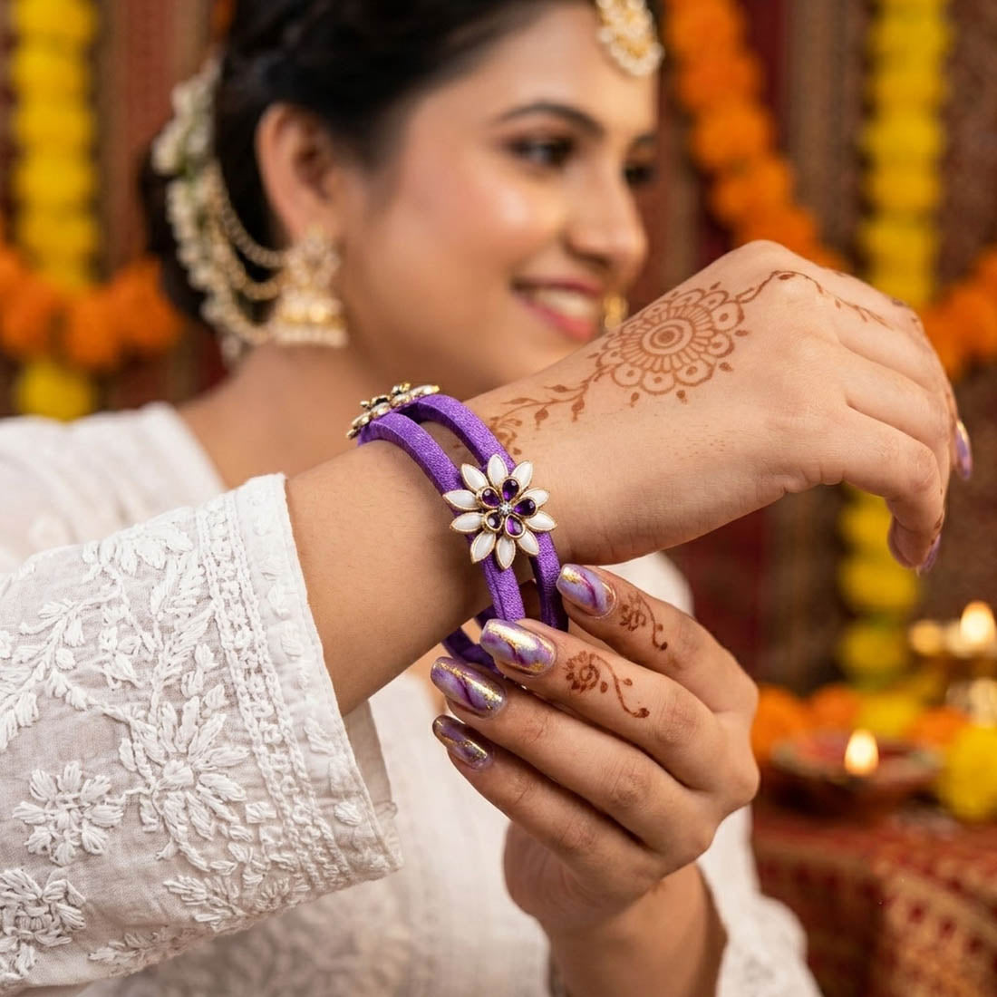 Purple Color Set Of 1 Thread Bangles Crafted with Elegant Traditional Jewelry Finish