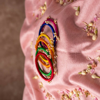 Assorted Multi Color Artisanal Silk Thread Bangle Set Designed For Size 2.4