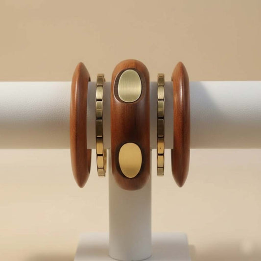 Brown Color Single Hand 1 Set Of Wooden Bangle Size: 2.6 (WNB101BRW-2.6)