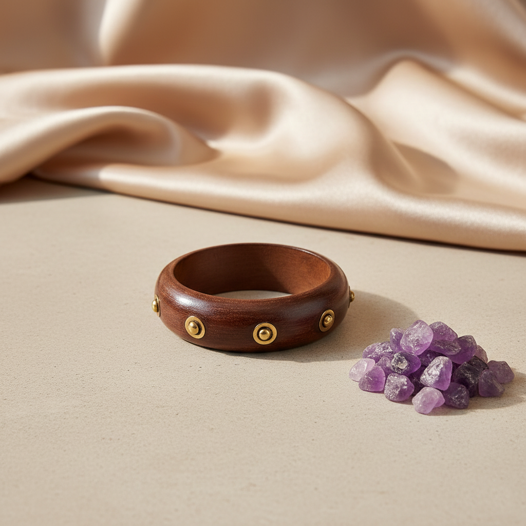 Brown Color Single Hand 1 Piece Of Wooden Bangle Size: 2.6 (WNB110BRW-2.6)