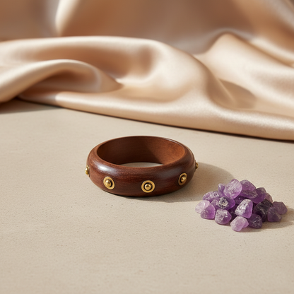 Brown Color Single Hand 1 Piece Of Wooden Bangle Size: 2.6 (WNB110BRW-2.6)